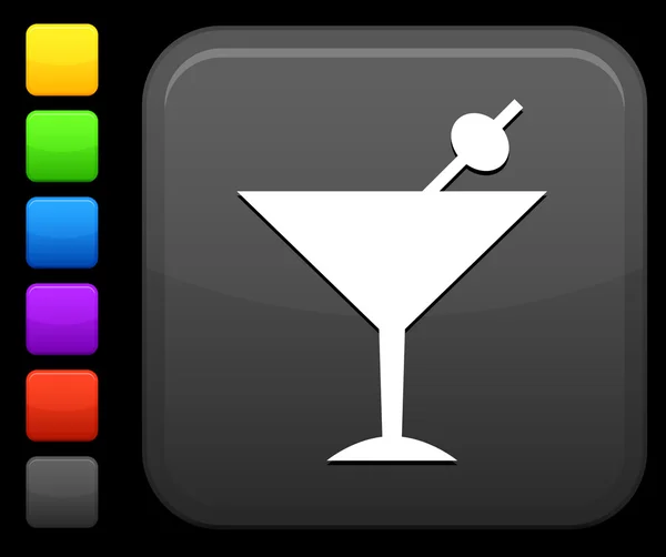 Icono de Martini en el botón cuadrado de Internet — Vector de stock