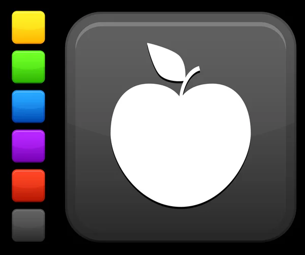 Ikona jabłko na placu internet przycisk — Wektor stockowy