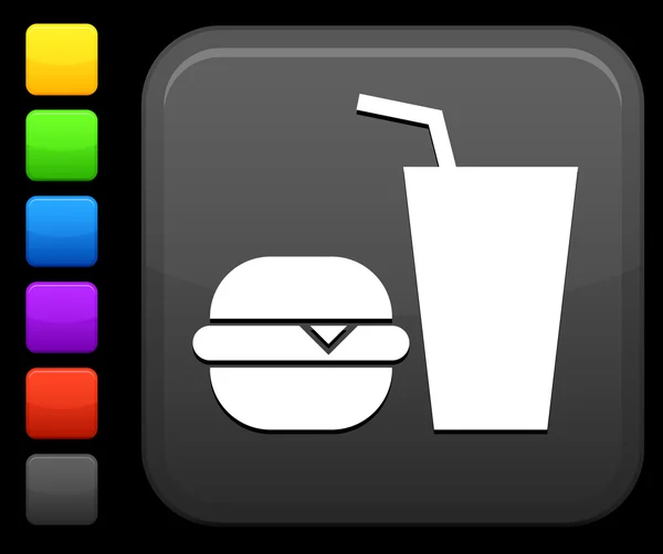 Fast-Food-Ikone auf quadratischem Internet-Knopf — Stockvektor