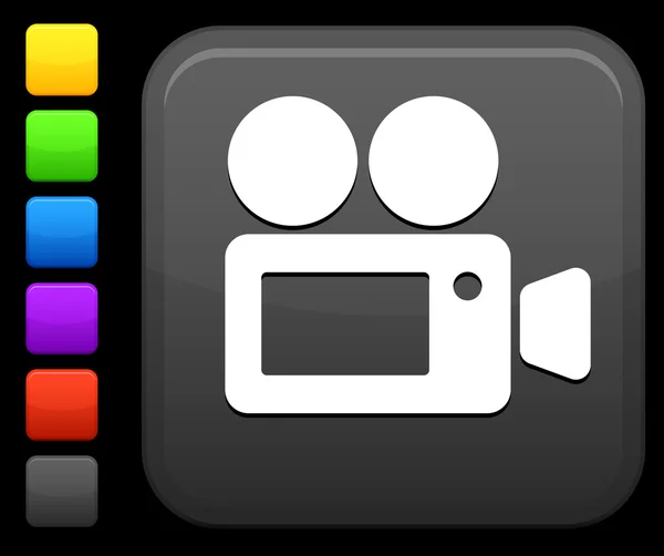 Film camera icon on square internet button — Stock Vector