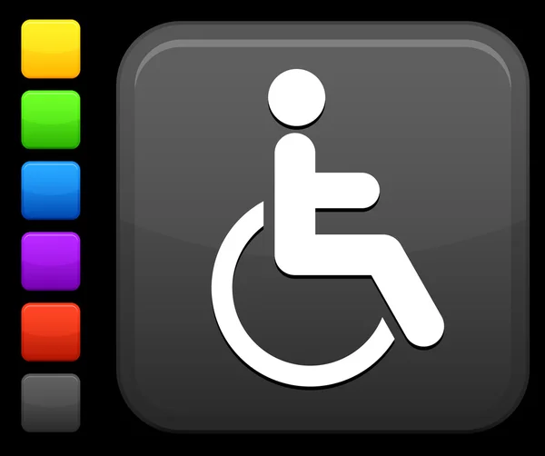 Wheelchair icon on square internet button — Stock Vector