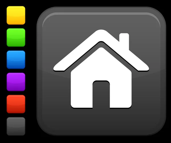 Home icon on square internet button — Stock Vector