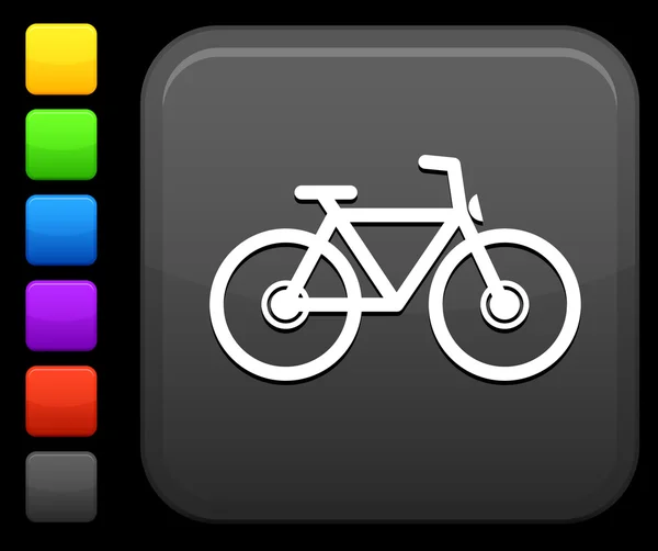 Ícone de bicicleta no botão quadrado da internet — Vetor de Stock