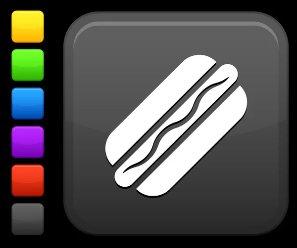 Hotdog-Symbol auf quadratischem Internet-Knopf — Stockvektor
