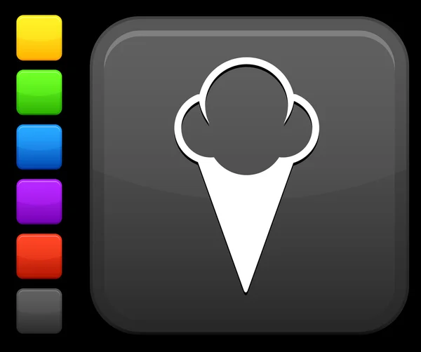 Icecream icono en el botón cuadrado de Internet — Archivo Imágenes Vectoriales