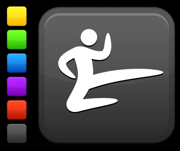 Karaté icône des arts martiaux sur le bouton internet carré — Image vectorielle