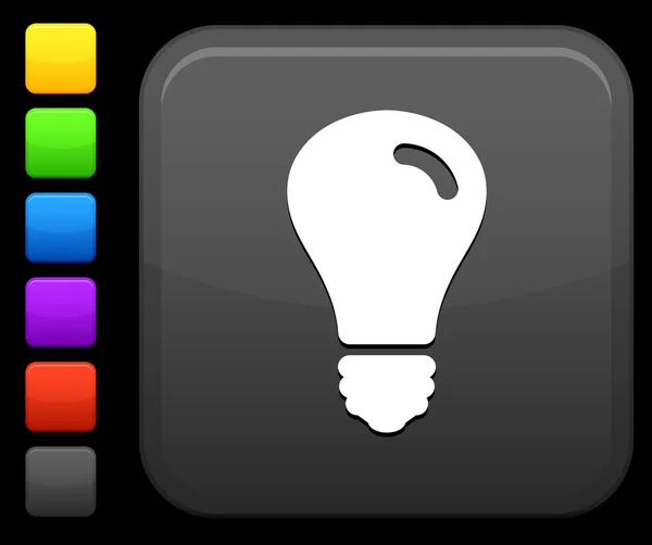 Icône de l'ampoule sur le bouton internet carré — Image vectorielle