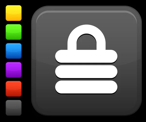 Icono de bloqueo de seguridad en el botón cuadrado de Internet — Archivo Imágenes Vectoriales