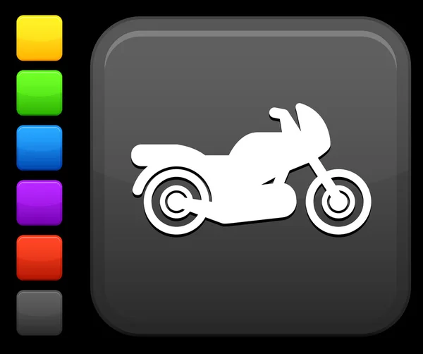Icône de moto sur le bouton internet carré — Image vectorielle