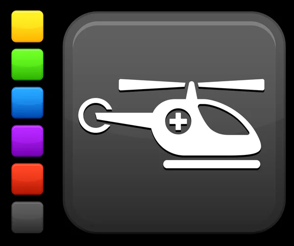 Икона медицинского вертолета на квадратной кнопке интернета — стоковый вектор