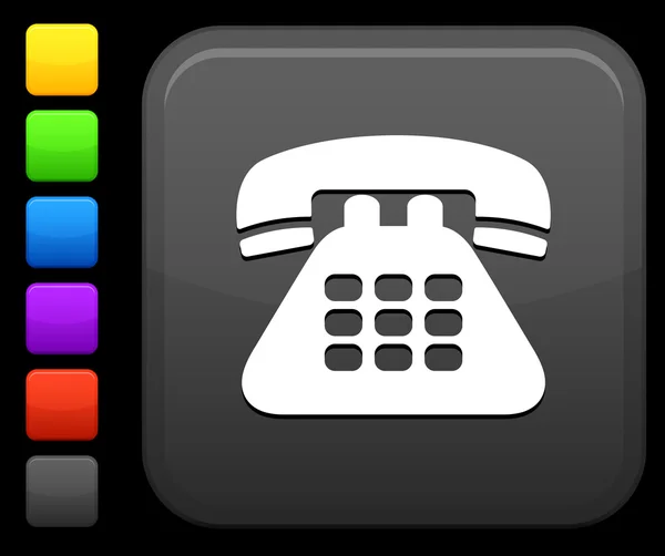 Icona del telefono sul pulsante quadrato internet — Vettoriale Stock