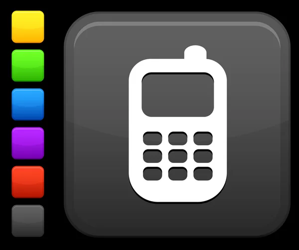 Smartphone-Symbol auf quadratischem Internet-Knopf — Stockvektor