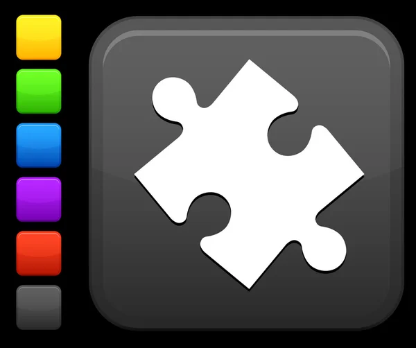 Puzzle ikona na čtvercové tlačítko internet — Stockový vektor