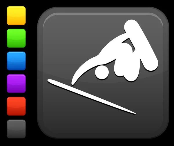 Skate boarding icon on square internet button — Stock Vector