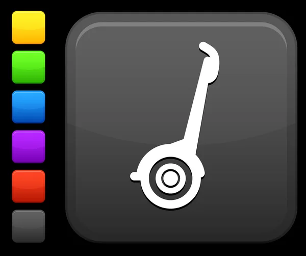 Icono de scooter en el botón cuadrado de Internet — Vector de stock