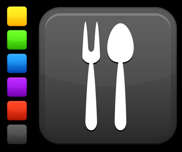 Icono de utensilios de servicio en el botón cuadrado de Internet — Vector de stock