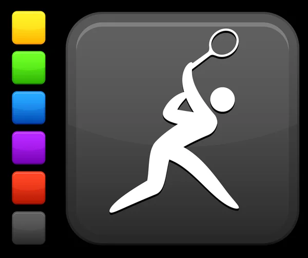 Icône de tennis sur bouton internet carré — Image vectorielle