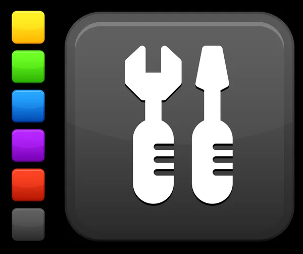 Arbeitswerkzeug-Symbol auf quadratischem Internet-Knopf — Stockvektor