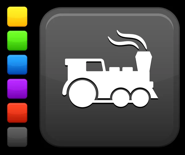 Train icon on square internet button — Stock Vector