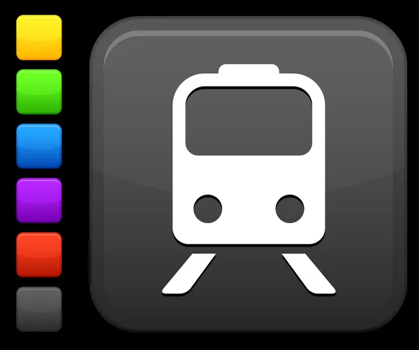 Icono del tren en el botón cuadrado de Internet — Archivo Imágenes Vectoriales