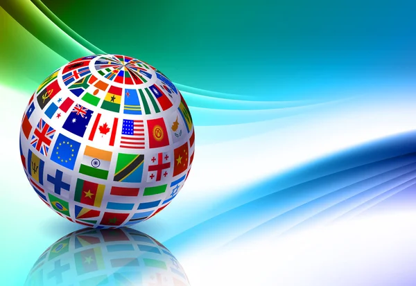 Vlag globe op abstracte kleur achtergrond — Stockvector