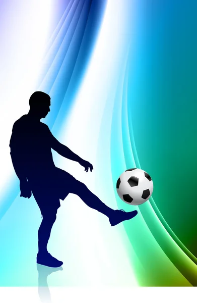 Joueur de football sur fond de couleur abstraite — Image vectorielle
