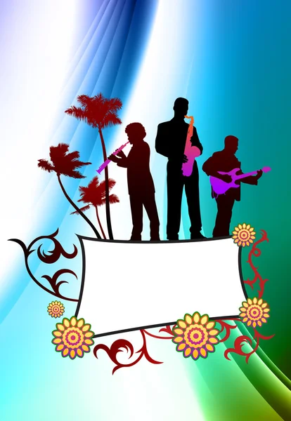 Live Music Band on Abstract Color Background — Stock Vector