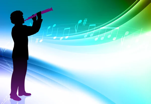 Giocatore di flauto su sfondo a colori astratto — Vettoriale Stock