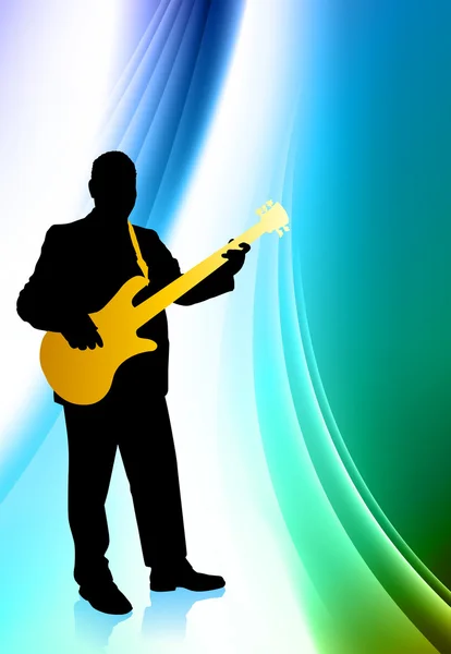 Bass Player on Abstract Color Background — Stock Vector
