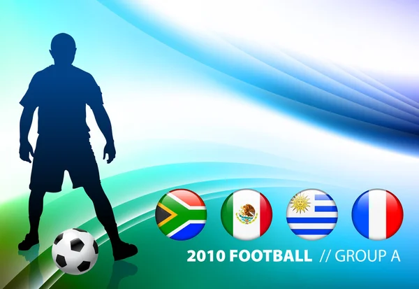 Wereld voetbal voetbal groep een op abstract achtergrond kleur — Stockvector