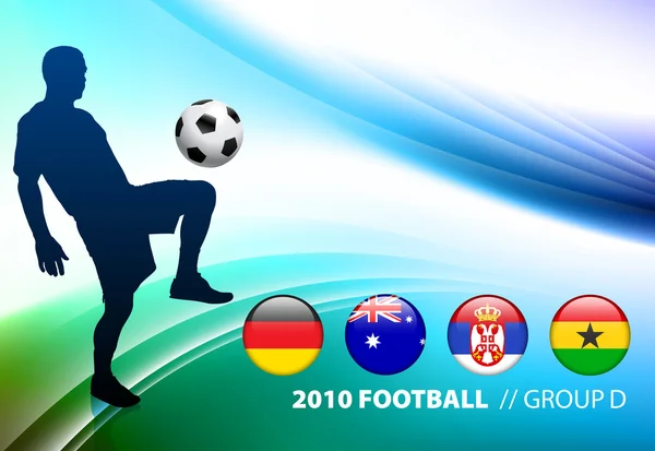 World Soccer Football Group D em fundo de cor abstrata — Vetor de Stock