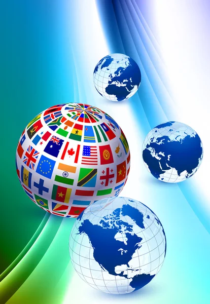 Set di globi su sfondo a colori astratto — Vettoriale Stock
