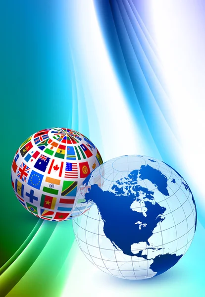 Globe ingesteld op abstracte kleur achtergrond — Stockvector