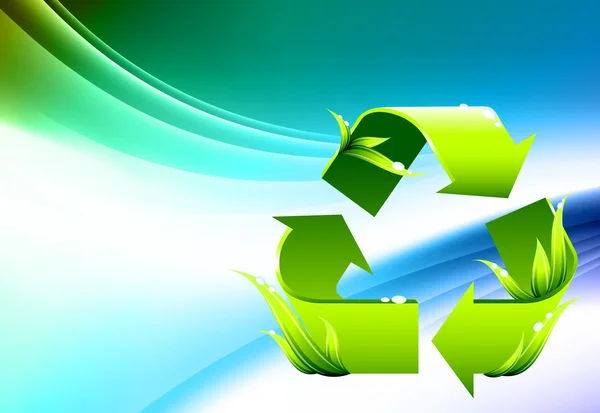 Recycling-Symbol auf abstraktem Farbhintergrund — Stockvektor