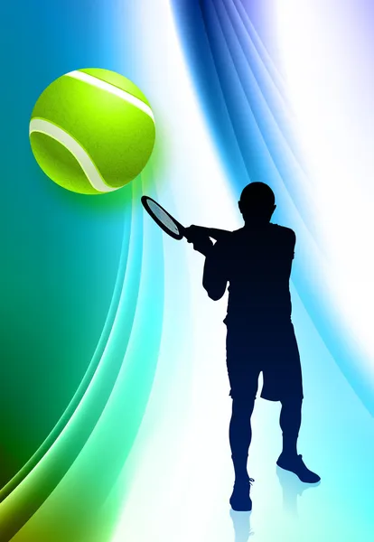 Giocatore di tennis su sfondo a colori astratto — Vettoriale Stock