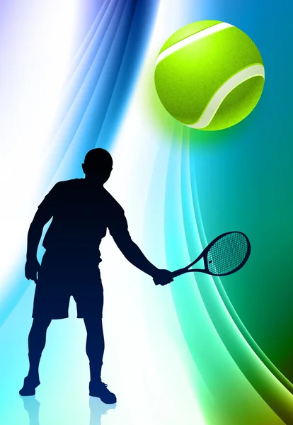 Jugador de tenis en fondo de color abstracto — Archivo Imágenes Vectoriales