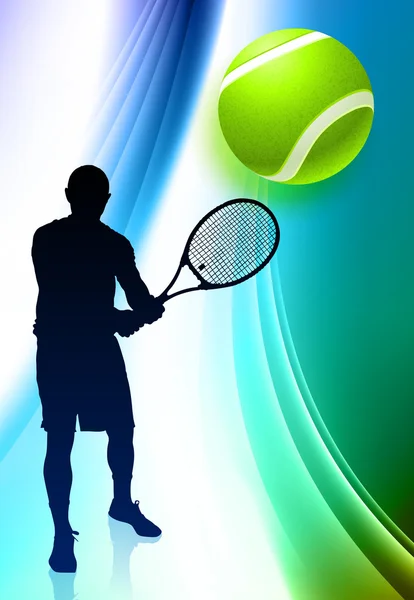 Tennis Player on Abstract Color Background — Stock Vector