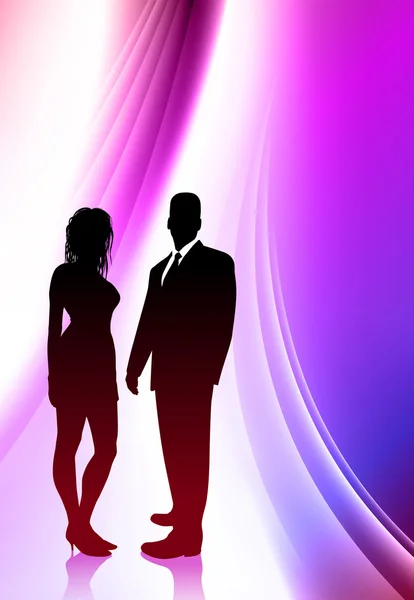 Sexy jeune couple sur fond de couleur abstrait — Image vectorielle