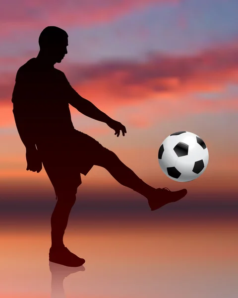 Jugador de fútbol en fondo de noche — Vector de stock