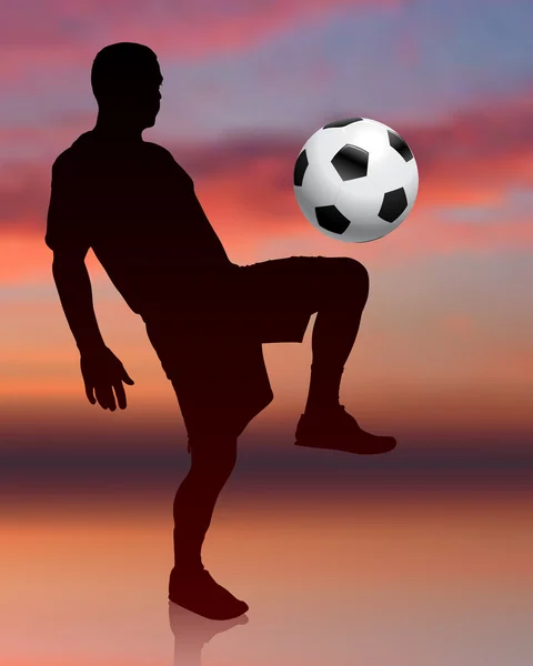 Giocatore di calcio su sfondo sera — Vettoriale Stock