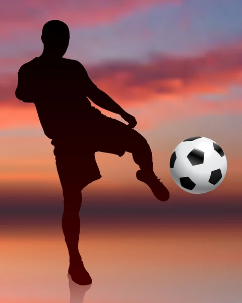 Jugador de fútbol en fondo de noche — Vector de stock