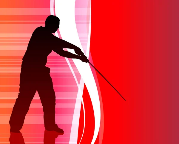 Karate-Sensei mit Schwert auf abstraktem Internet-Hintergrund — Stockvektor