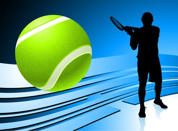 Jogador de tênis em fundo azul abstrato — Vetor de Stock