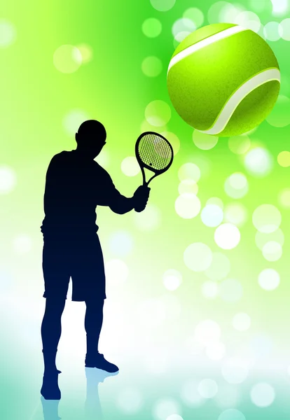 Jogador de tênis em fundo de chama de lente verde — Vetor de Stock