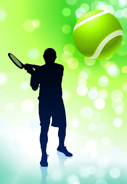 Tenisista na tle flary obiektywu zielony — Wektor stockowy