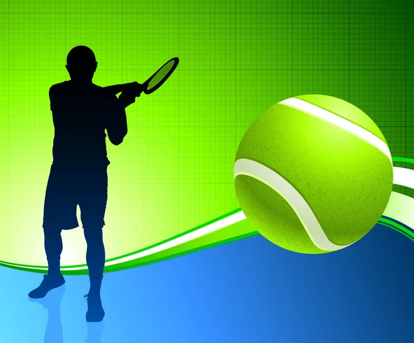 Giocatore di tennis su sfondo astratto — Vettoriale Stock