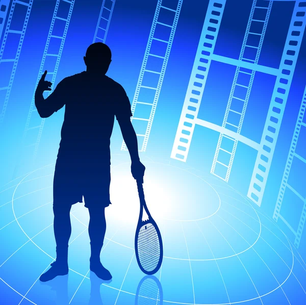 Film makarası zemin tenis oyuncusu — Stok Vektör