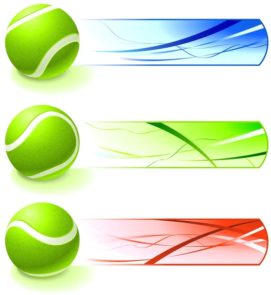 Tennis Ball Collection with Banner — Stock Vector