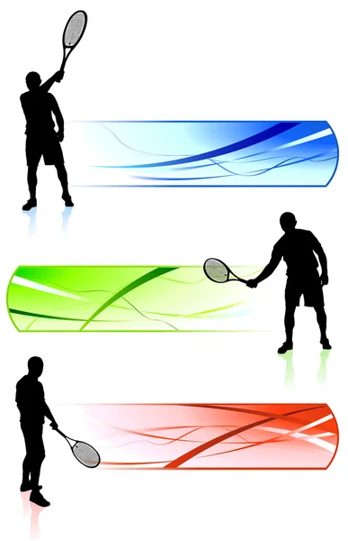 Joueurs de tennis avec bannières — Image vectorielle