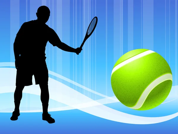 Jogador de tênis em fundo abstrato onda azul — Vetor de Stock